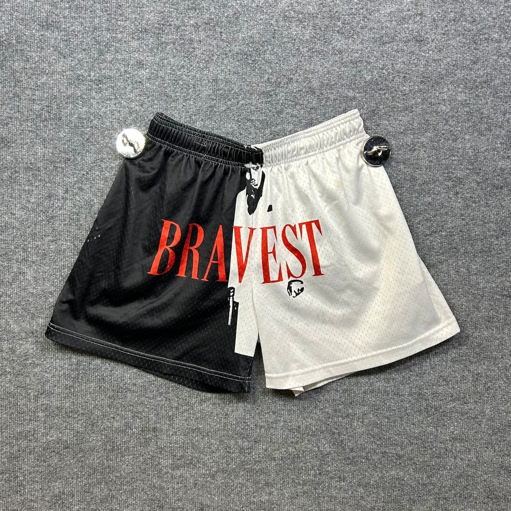 Bravest Studios Pacino Shorts Men's Black White Mesh Graphic Basketball - XL